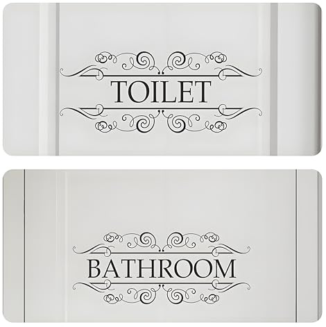 Tivleed Bathroom/Toilet Signs for Door 2-Pack, Distinct Bathroom and WC Stickers, 37x15cm Large Vinyl Decal Signs for Smooth Surface, Glass, Tile, Metal