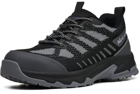 Netanac Steel Toe Shoes for Men,Mens Work Shoes,Safety Toe Sneakers,Durable Composite Sole,Lightweight Breathable Working Tennis Footwear,Industrial Construction All Day Comfort,103GY,Size9