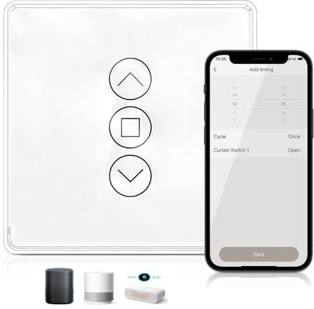 2.5D Rolladenschalter Smart, Wlan Rolladenschalter Prozentanpassung Kompatibel mit Alexa/Google Assistant, Zeitschaltuhr & Sprachsteuerung Smart Home Rolladensteuerung Benötigt Nullleiter (Weiß)