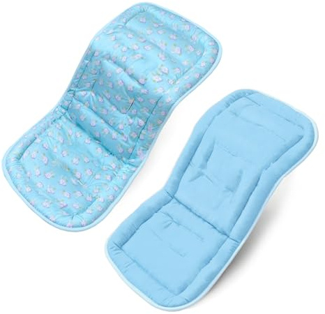 Universal Pushchair Pram Liner Cotton Baby Pushchair Seat Liners Double-Sided Use Baby Stroller Cushion Pad for Toddler Infant 78x34cm (Blue Rabbits)