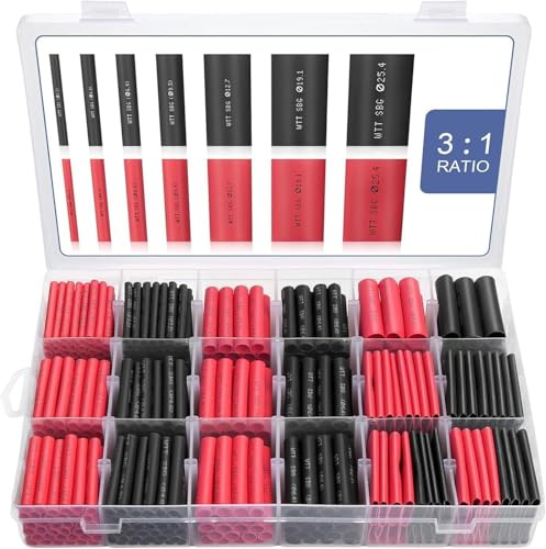 400PCS Heat Shrink Tubing Kit, Heatshrink Sleeving Kit, 3:1 Dual Wall Tube | Larger Diameter, , Adhesive Lined, Wire Cable Repair Sleeve for Wire Cable Repair and Electrical Projects
