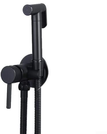 Wall Mounted Zinc Alloy Toilet Bidet Sprayer Kit with 1.5m Hose, Adjustable Spray Head and Angle Valve for Bathroom Hygiene, Pet Wash, Maternity Care and Floor Cleaning(Black)