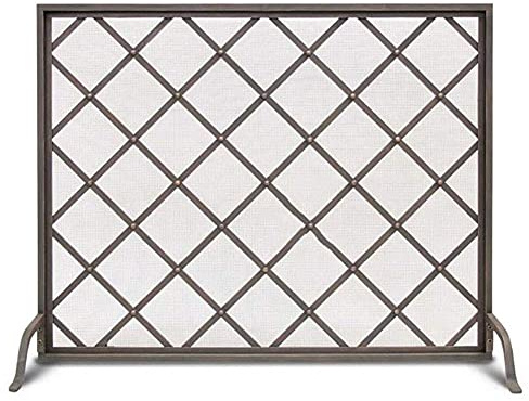 erkebspm Flat Single Panle Fireplace Screen for Fireplace/Stoves/Grills，Black Fire Guard Spark Guard with Iron Fine Grid，100×26×80CM