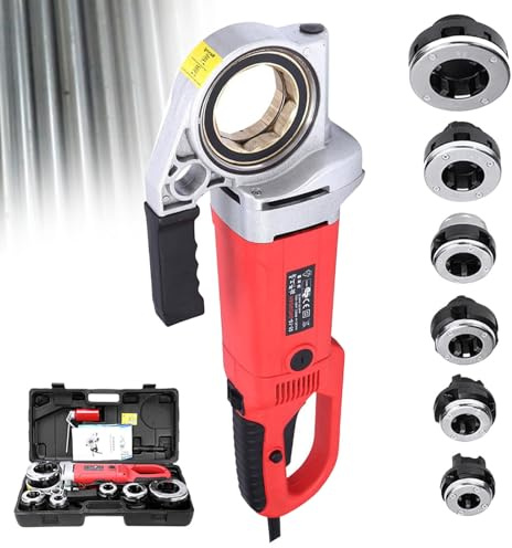 smafoseedding Kit di Filettatura per Taglio Tubi, Filettatrice per Tubi per Carichi Pesanti 2300w, Strumento Idraulico Portatile, Strumento per Filettare Tubi,con Impugnatura Antiscivolo