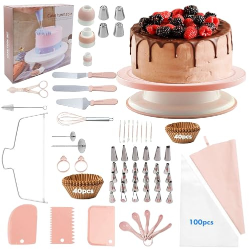 Kit de décoration de gâteau pour débutant - Accessoires de pâtisserie - Ustensiles de décoration de gâteaux | Pour les amateurs de pâtisserie, les parents, les débutants, les anniversaires, les