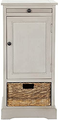 Safavieh Contemporary Pine Wood Tall Storage Unit, in Vintage Grey, 40 X 35 X 85