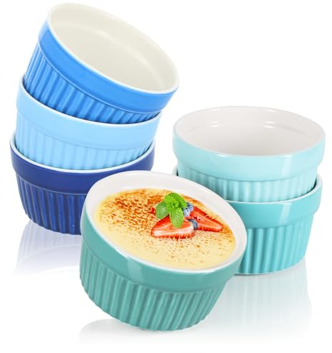 COM-FOUR® 6x stampi per soufflé - ciotole in ceramica per creme brulee - tortine da forno per dessert colorati