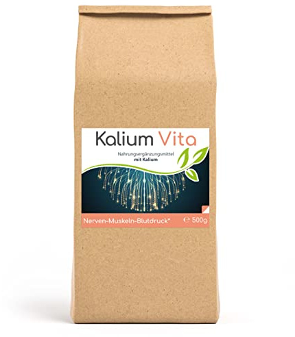 Cellavita – Kalium Vita 500g Pulver im Vorratsbeutel – Kaliumcitrat-Pulver hochdosiert zur Unterstützung von Nerven, Muskeln & Blutdruck – Nahrungsergänzungsmittel einfach dosierbar & zusatzstofffrei