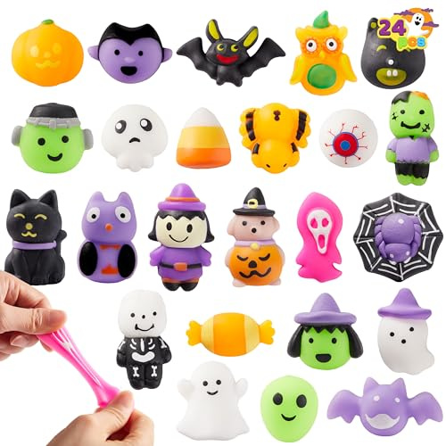JOYIN 24 Stück Halloween Mochi Squishy Spielzeug für Kinder, Halloween Classies Squishy Spielzeug für Halloween Weihnachtsparty Geschenke, Geburtstagsgeschenke für Jungen und Mädchen, Goodie Bag