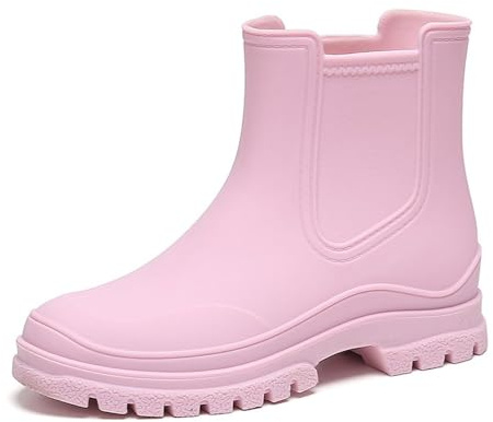 VERROL Dam Chelsea stövlar flickor gummistövlar stövlar korta slip-on regnstövlar Wellies vattentäta trädgårdskängor, ROSA, 37 EU