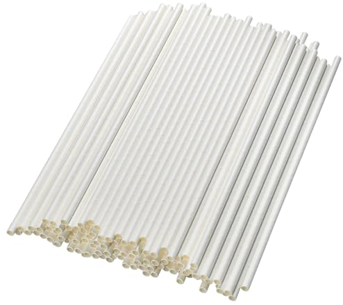 Cannucce monouso extra lunghe in carta bianca, 26 x 0,6 cm, 600 pezzi, biodegradabili e compostabili, per grandi bevande, ristoranti, bar