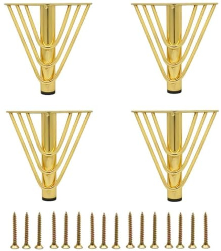 MEETOZ 7 inch Gold Furniture Legs Setm,4PCS Metal Cabinet Legs,with Rubber Floor Protectors, for Sofa, Legs for Dresser, TV Stand, End Table etc