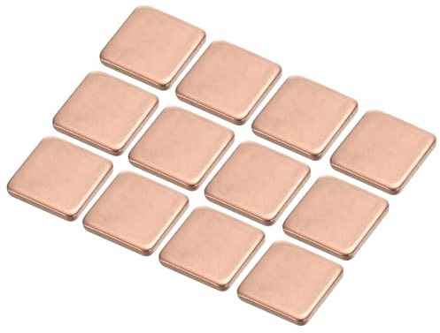 MECCANIXITY Heatsink Copper Pad Shim 15mm x 15mm x 2mm Thermal Conductive Heat Sink for Electronic Chip Cooling Pack of 12