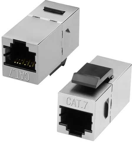 QIANRENON Cat7 RJ45 Keystone Jack Connettore di rete accoppiatore RJ45 8P8C femmina a femmina piastra da parete modulo adattatore Ethernet, 10 Gbps/600 MHz/schermato, per piastra a parete standard,