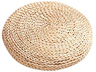 Cojín de asiento de paja tejida, cojín de suelo tatami de 19.7 x 19.7 pulgadas, cojín de suelo tatami, cojín de asiento para el hogar, 2 almohadas de ratán para meditación, cojín de suelo para el
