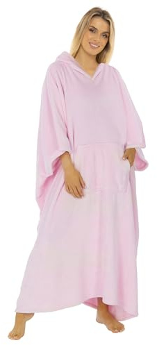 i-Smalls Ultra-Soft Fleece Blanket Poncho Hoodie with Hood and Pockets Cozy Wearable Blanket (One Size) Pink