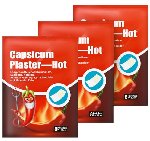 Parches para Aliviar el Dolor,Parches Térmicos de Capsaicina,Parche Térmicos de Capsaicina Natural,Parche Térmicoes Corporales,Parcha Des Capsaicinas Columna Cervical Vértebra 24PC