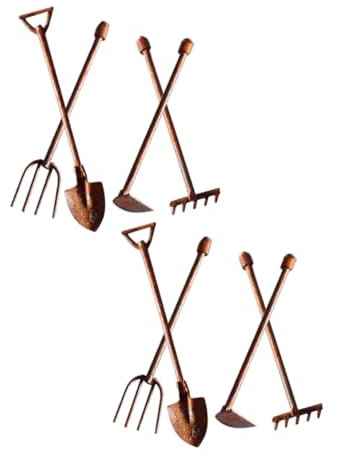 HANABASS 8pezzi Mini Attrezzi in Metallo Decorazioni Vintage per Case Minuscole Utensili in Miniatura per Spazi Esterni e Balconi Design Nostalgico per Paesaggi Esterni