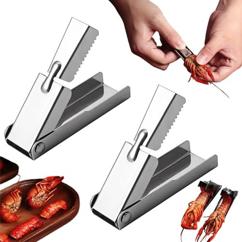 2 Piezas Pelador De Camarones De Acero Inoxidable, Pelador De Gambas Y Langostinos, Herramienta De Camarones Rápidamente Portátil Práctico, Utensilio De Cocina Hogar Restaurante