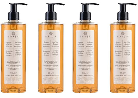 Prija Fortifying Shampoo with Eruca Sativa for All Hair Types 4x 380ml | Cleanses and Revitalises Hair. Boosts Shine and Improves Texture. Hydrating Formula with Pump Dispenser.