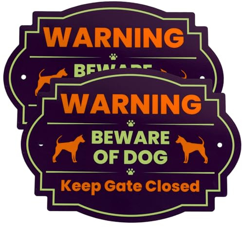2stk Bvorsicht Vor Dem Hund Schild, 24x17,2cm Reflektierendes Aluminium Warnschild Tor Geschlossen Halten Wasserdicht Wetterfest und Lichtbeständig Lustige Dekoration für Haus Hof Garten Zaun