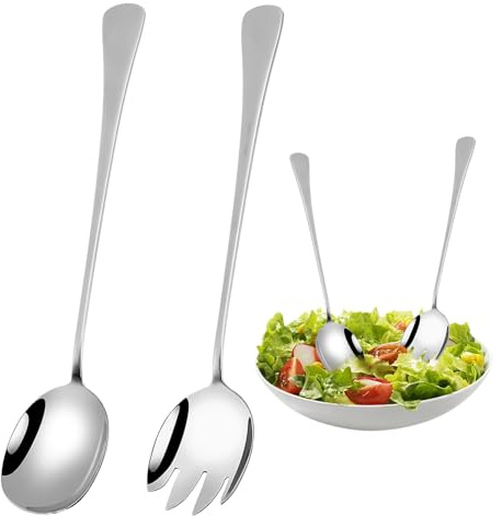 2 Pcs Couverts À Salade,Couvert A Salade,Couverts À Salade En Acier Inoxydable,Couverts Salade,Couvert Salade,Couverts Salade À Longs Manches,Couverts À Salade Inox Pour Cuisine, Salle À Manger