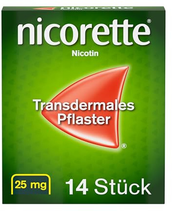 NICORETTE Pflaster mit 25 mg Nikotin – mit Nikotinpflaster Rauchen aufhören – für Phase 1 der Raucherentwöhnung bei mehr als 20 Zigaretten am Tag – 4x14 St.