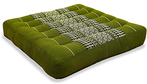 livasia Sitzkissen klein - 35x35x6cm - Bodenkissen Indoor/Outdoor, Meditationskissen Yogakissen, Stuhlauflage Palettenmöbel, Steppkissen Auflage Stuhl Bank handgefertigt (Grün)