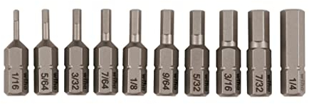 Wiha 72596 10-teiliges Sechskant-SAE-Bit-Set