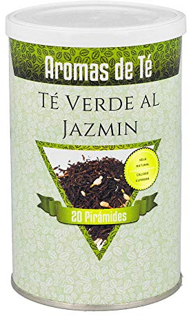 Aromas de Té - Té Verde al Jazmín en Bolsitas - Contiene Fresas Liofilizadas, Brotes de Jazmín y Pétalos de Rosa - Infusión Natural - Propiedades Digestivas y Relajantes - 20 Pirámides