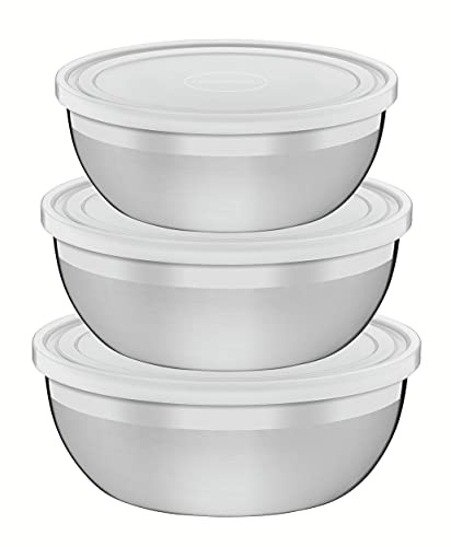 Tramontina Set, 3 teilig, Edelstahl 3 Schüsseln mit Deckel, spülmaschinengeeignet