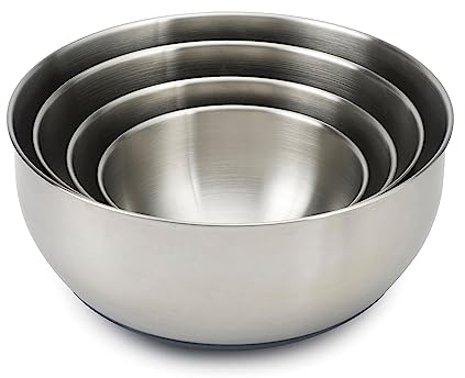 Joseph Joseph 4-teiliges Edelstahlschüsseln-Set mit Deckeln - Edelstahl, Silber