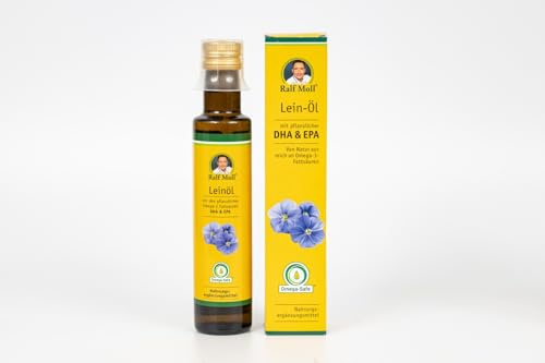 frisches DHA vegan Leinöl von Ralf Moll 250 ml mit Dosierer | Omega 3 Fettsäure DHA+EPA aus Algengewinnung