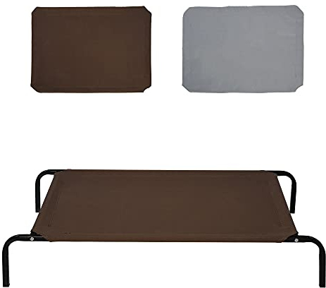 PawHut Hundebett Outdoor Haustierbett mit Ersatzbezug 110 x 68 x 20 cm | Hundeliege, Erhöhtes Katzenbett, Katzenliege, Schlafplatz, Metall, Oxford