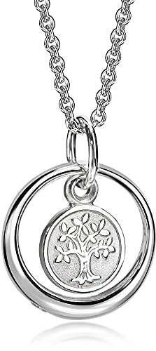 Xaana Taufkette Taufring mit Zirkonia und Lebensbaum/Baum des Lebens -Einhänger inkl. Kette 36/38 cm 925er Sterlingsilber rhodiniert AMZ0492