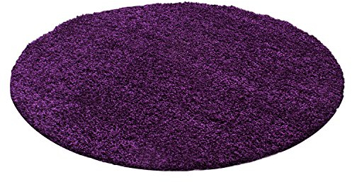 Exquisiter Hochflor-Teppich - Weich, Flauschig und Pflegeleicht, Rundes Design für EIN Gemütliches Wohnzimmer Ambiente, Premium Shaggy Flokati Teppich, Größe:Ø 160 cm Rund, Farbe:Lila
