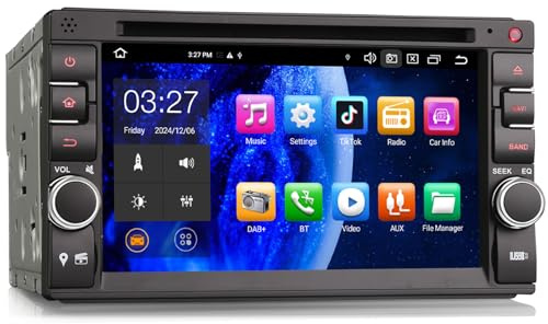 Erisin 8-kärnig 4+64 GB Android 14 universell 6,2-tums bilradio med GPS-navigator, 2-DIN för Nissan, stöd för trådlöst CarPlay, Android Auto, Bluetooth, WiFi, SWC, A2DP, RDS, DVD, DAB+, pekskärm