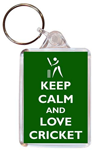 Keep Calm and Love Cricket - Double Sided Large Keyring Key Ring Fob Chain Name Tag