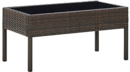 Tidyard Gartentisch Beistelltisch Balkontisch Loungetisch Couchtisch Kaffeetisch Terrassentisch Gartenmöbel Tisch Poly Rattan Braun 75x40x37cm