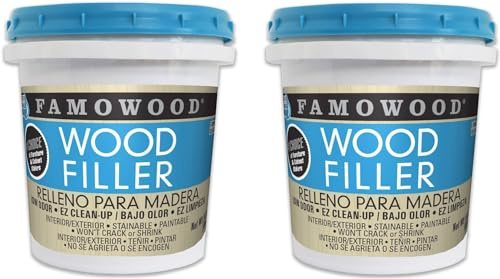 FamoWood 40022126 Latex Wood Filler - Pint, Natural 24 Oz. | Pack of 2
