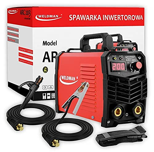 Weldman ARC 203 Saldatrice inverter MMA TIG 200 A, saldatore portatile saldatura ad arco, display digitale IGBT, saldatrice a caldo con elettrodi per saldatura bacchette- 230 V