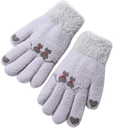Warme Strick Thermo Zopf Handschuhe Winterhandschuhe Für Kinder Jungen Mädchen Wollfleece Gefütterte Fäustlinge Schneehandschuhe Kinderhandschuhe Für Kaltes Wetter (Gray, M)