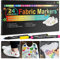 ANYUKE 24 Marqueurs Textile et Tissu, Marqueur Indelebile Non-Toxique,Feutres Textiles Permanent pour Vêtements Décorer des T Shirt,Sac Tissu,Chaussures,Tote Bag