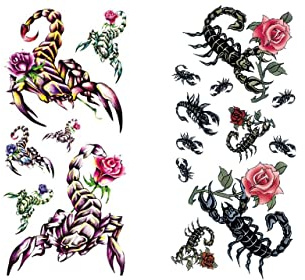 Lot de 2 feuilles de tatouage temporaire scorpion QC618 TL259