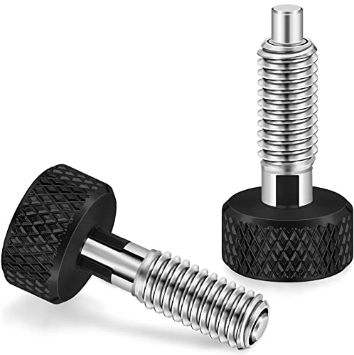 Hand Retractable Spring Plunger with Knurled Handle M6 Quick Release Pins, 0.500'' Thread Length, No Patch(Black,2 Packs)