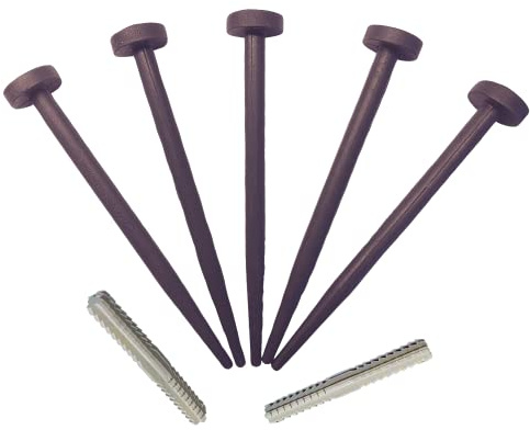 FlexiBorder 5 piquets de jardin marron et 2 connecteurs | Bordure de jardin flexible | Disponible en 6 couleurs | Goupilles de rechange pour bordure de pelouse FlexiBorder