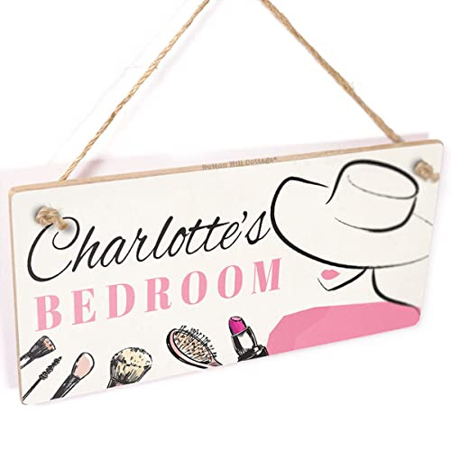 Personalised Bedroom Sign, Makeup Theme Decor | Bedroom door marker with beauty-room styling