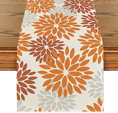 Artoid Mode Blumen Orange Dahlien Herbst Tischläufer, Saisonnal Küche Tisch Dekoration Drinnen Urlaub Party Dekor 40x180 cm
