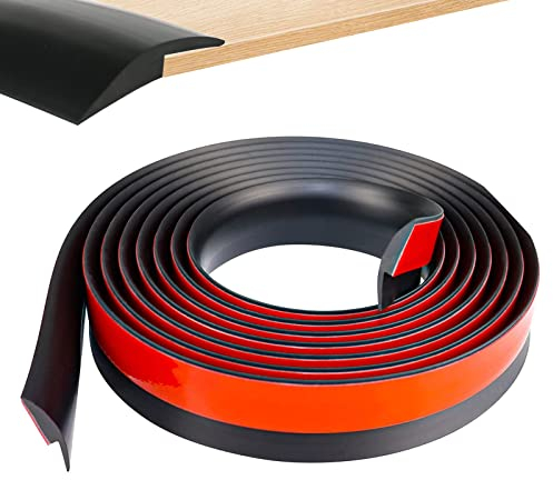 jackfru 2M Rampe Übergangsprofil Selbstklebend, Höhen-Ausgleichsprofil, Abdeckleiste Anpassungsprofil, Türschiene, Übergangsschiene, Schwelle tür teppich, boden (1, Schwarz, 2M*5mm)