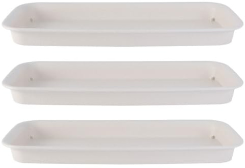 Operitacx Lot de 3 soucoupes rectangulaires en plastique robuste pour plantes d'intérieur et d'extérieur - 21 x 8,5 cm